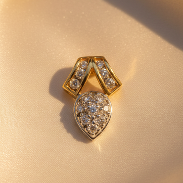 14K Two-Tone Gold Diamond Teardrop Pendant - marketing image 3