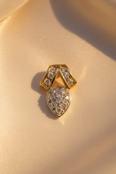 14K Two-Tone Gold Diamond Teardrop Pendant - marketing image 3