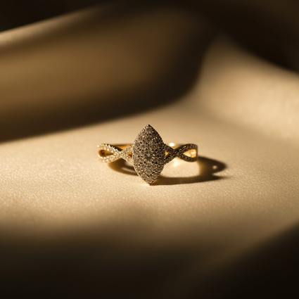10K Yellow Gold Natural Diamond Marquise Fashion Ring - top-down view