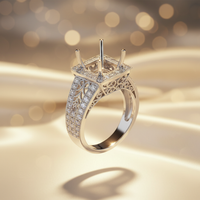 14K White Gold Diamond Semi-Mount Halo Ring - editorial elevated