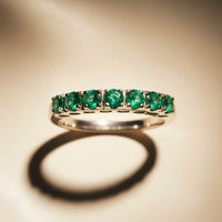 18K White Gold Eight-Stone Emerald Ring - editorial top down