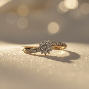 10K Yellow Gold Diamond Star Pavé Ring - Marketing Image 1
