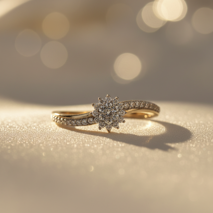 10K Yellow Gold Diamond Star Pavé Ring - Marketing Image 1