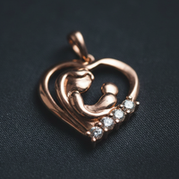 10K Rose Gold Diamond Mother and Baby Heart Pendant – Diamond Detail