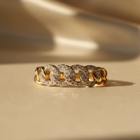 10K Yellow Gold Diamond Chain Style Ring - Marketing Image 4