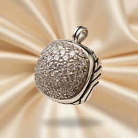 Sterling Silver Pavé CZ Cushion Pendant - Side Profile View