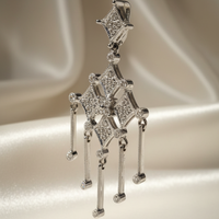 14K white gold .35ctw diamond art deco chandelier pendant, elevated side view
