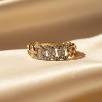 10K Yellow Gold Diamond Chain Style Ring - Marketing Image 1