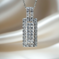 14K white gold .33ctw diamond pavé bar pendant - editorial marketing image