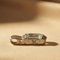 14K White Gold Emerald-Cut Aquamarine & Diamond Pendant - editorial side