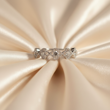 10K White Gold Diamond Clover Band Ring - marketing image front
