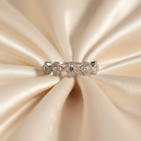 10K White Gold Diamond Clover Band Ring - marketing image front