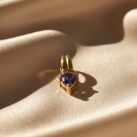 14K Yellow Gold Tanzanite Trillion & Diamond Pendant - Angle View