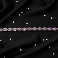 14K Yellow Gold Oval Amethyst Tennis Bracelet - Top View
