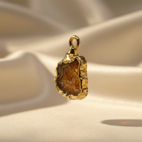 Gold Filled Natural Geode Nugget Pendant - Side Profile View
