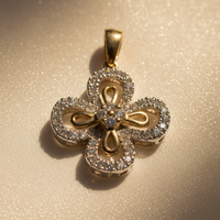 14K Yellow Gold Diamond Quatrefoil Flower Pendant - marketing image 1