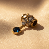 14K Two-Tone Gold Sapphire & Diamond Dangle Pendant – Three-Quarter View
