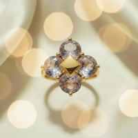 14K Yellow Gold Amethyst Cluster Ring - Overhead View