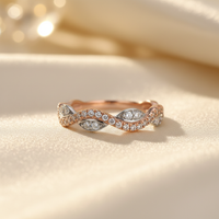 10K Rose & White Gold Natural Diamond Ladies Stackable Ring - side profile