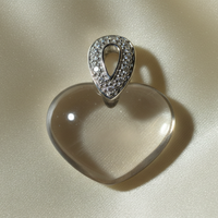 14K White Gold Heart Smoky Quartz and Diamond Pendant - top view