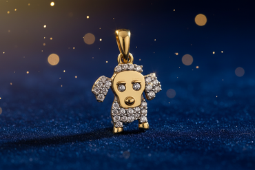 1/10 CTW Diamond Puppy Dog Pendant in 10K Yellow Gold