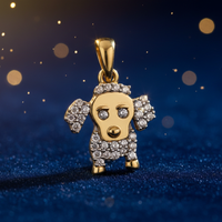 1/10 CTW Diamond Puppy Dog Pendant in 10K Yellow Gold