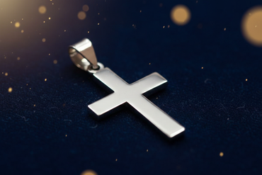 14K White Gold Solid Polished Cross Pendant