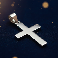 14K White Gold Solid Polished Cross Pendant