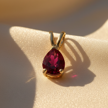 14K Yellow Gold 1.36ct Natural Ruby Pendant - angle 3