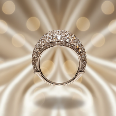 14K White Gold Diamond Pavé Dome Cocktail Ring — side profile
