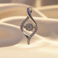 Floating diamond pendant sterling silver editorial marketing image