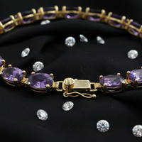 14K Yellow Gold Oval Amethyst Tennis Bracelet - Clasp Detail