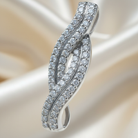14K white gold diamond braided marquise twist pendant three-quarter view