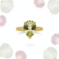 14K White & Yellow Gold Pear-Cut Lime Quartz