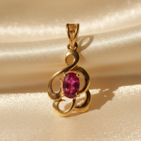 14K Yellow Gold Ruby Pendant - angle 1