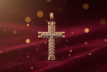 1/10 CTW Diamond Engraved Cross Pendant in 10K Rose Gold