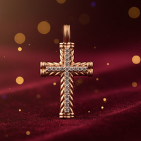 1/10 CTW Diamond Engraved Cross Pendant in 10K Rose Gold
