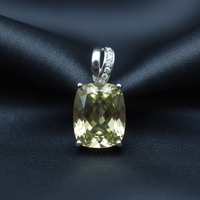 14K White Gold Olive Quartz and Diamond Pendant – Bail Detail