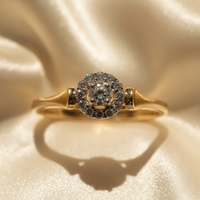 10K Yellow Gold Diamond Halo Ladies Promise Ring - marketing image detail