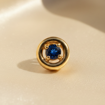 14K Yellow Gold Sapphire Orbital Pendant – Front View