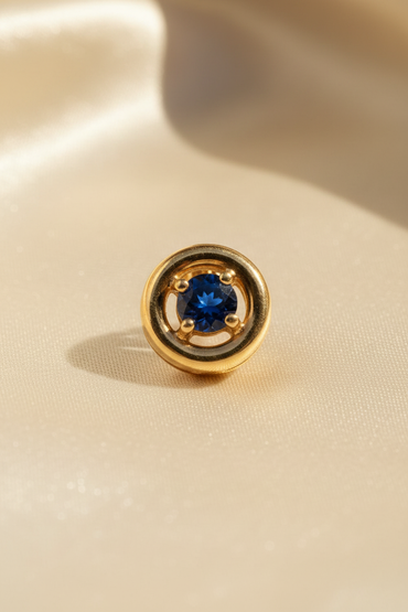 14K Yellow Gold Sapphire Orbital Pendant – Front View