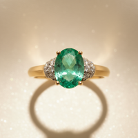 14K Yellow Gold Oval Emerald & Diamond Ring - marketing image 4