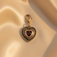14K Two-Tone Gold Garnet Heart Pendant - editorial marketing image