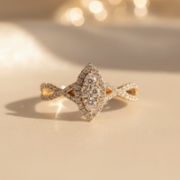 10K Yellow Gold Natural Diamond Marquise Fashion Ring - front angle