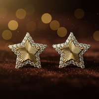 1/4 CTW Diamond Sunburst Star Stud Earrings in 10K Yellow Gold