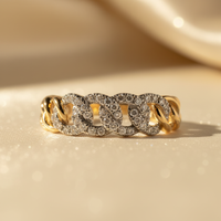 10K Yellow Gold Diamond Chain Style Ring - Marketing Image 3
