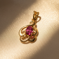 14K Yellow Gold Ruby Pendant - angle 2