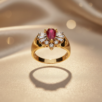 14K Yellow Gold Pear Ruby & Diamond Ring - Marketing Image 3