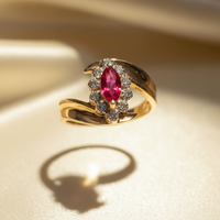 10K Yellow Gold Marquise Ruby & Diamond Ring - Marketing Image 2