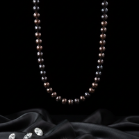 Dark freshwater pearl strand necklace - U-shape view